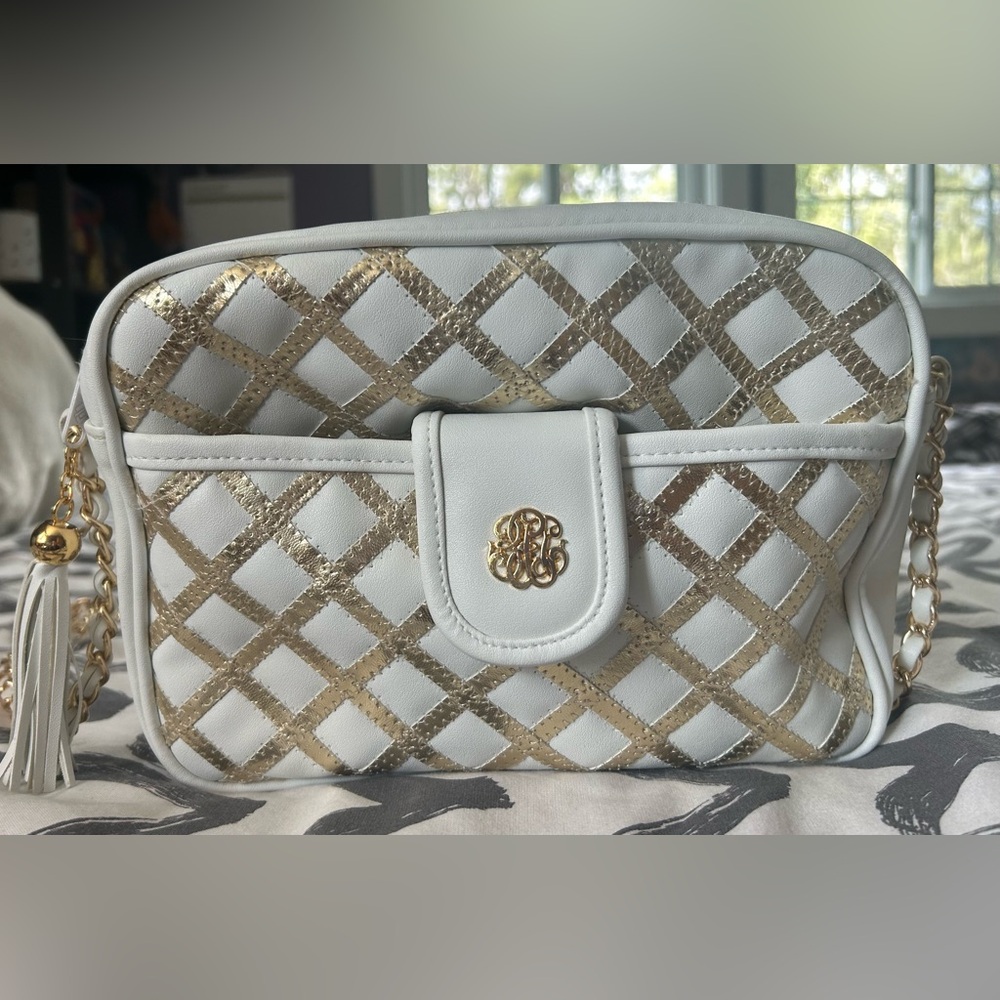 Elegant White and Gold Women's Bag